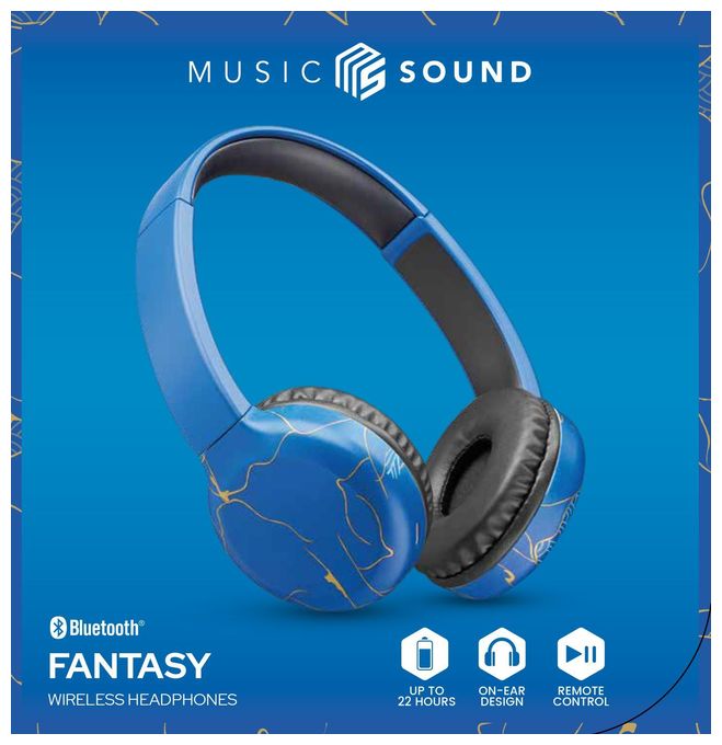 Ohraufliegender Bluetooth Kopfhörer kabellos 22 h Laufzeit  Fantasy (Blau) 