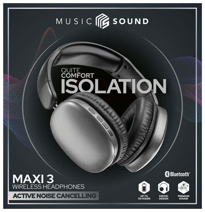 Over Ear Bluetooth Kopfhörer kabellos 27 h Laufzeit  Maxi3 (Schwarz) 
