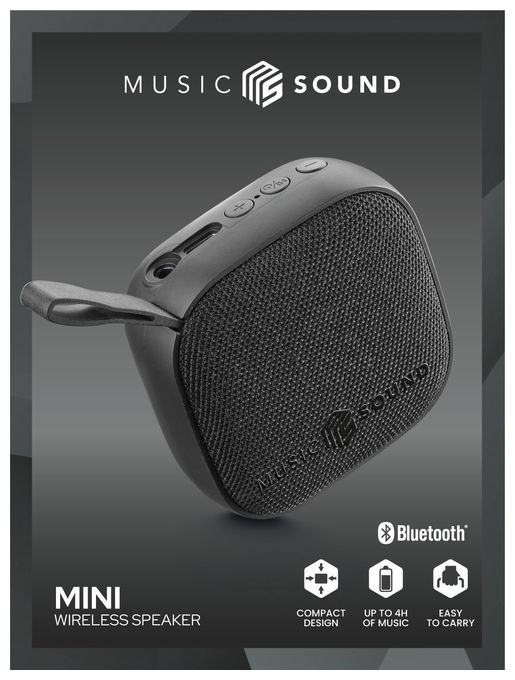 3 W Bluetooth Lautsprecher Laufzeit bis 4 h  Mini (Schwarz) 