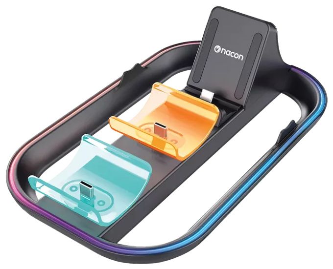 Nintendo Switch 2 Switch 2  Tridock RGB Charger für Pro Controller und Konsole (Schwarz) 