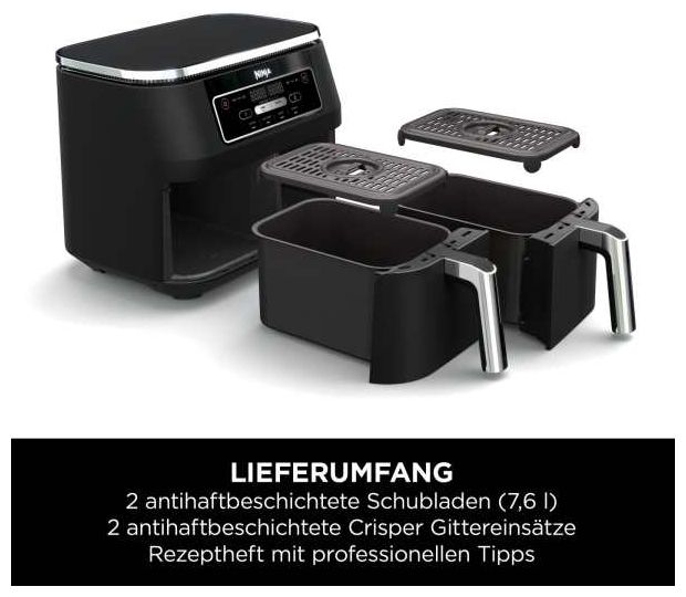 Doppel Heißluftfritteuse 7,6 l 2400 W  AF200EU (Schwarz) 