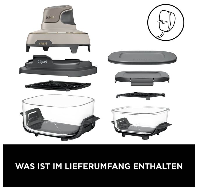 Heißluftfritteuse 3,8 l 1700 W (Grau, Steinfarbe, Transparent) FN101EU Crispi 