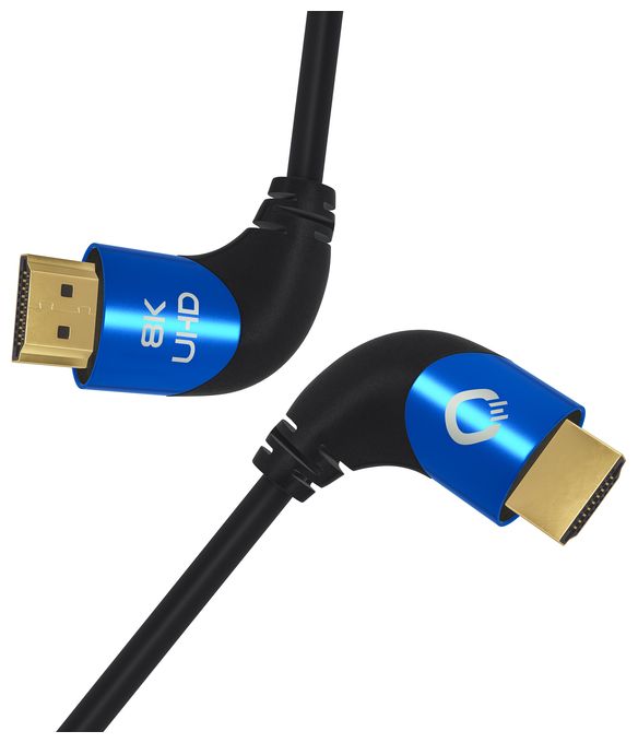 48 Gbit/s Stecker Abgewinkelt HDMI auf HDMI Typ A (Standard) 3 m  Shape Magic 90 (Schwarz, Blau) 