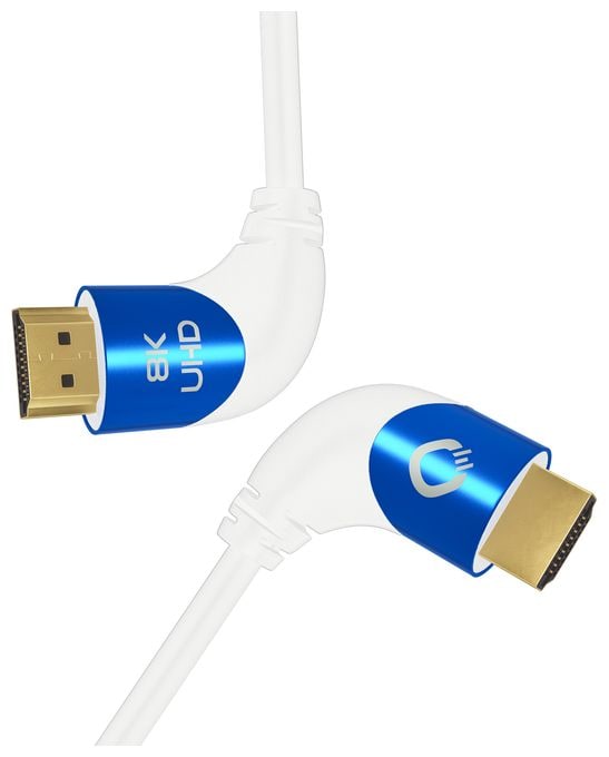 48 Gbit/s Stecker Abgewinkelt HDMI auf HDMI Typ A (Standard) 3 m  Shape Magic 90 (Blau, Weiß) 