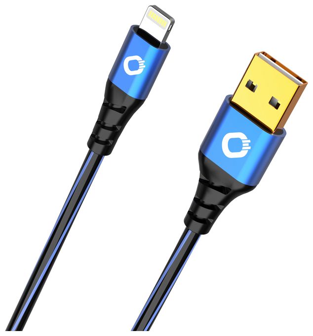 0,48 Gbit/s Stecker Rundkabel USB A auf Lightning 1 m  USB Plus Li (Schwarz, Blau) 