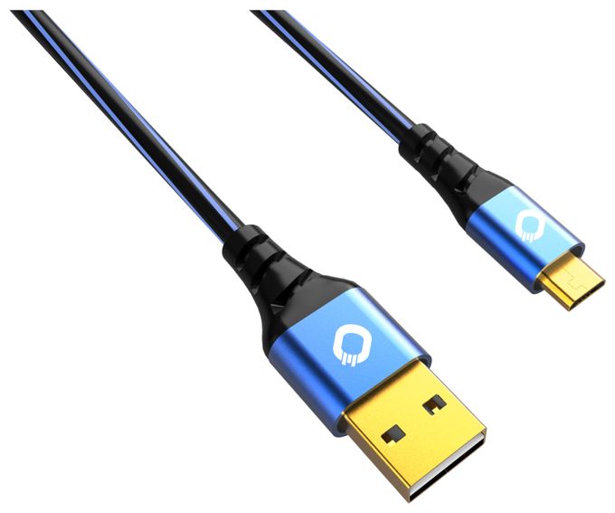 0,48 Gbit/s Stecker Rundkabel USB A auf Micro-USB B 2 m  USB Plus Micro (Blau) 