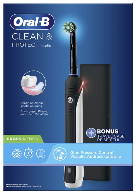 Rotierende Zahnbürste für Erwachsene  Clean & Protect CrossAction Set (Schwarz) 