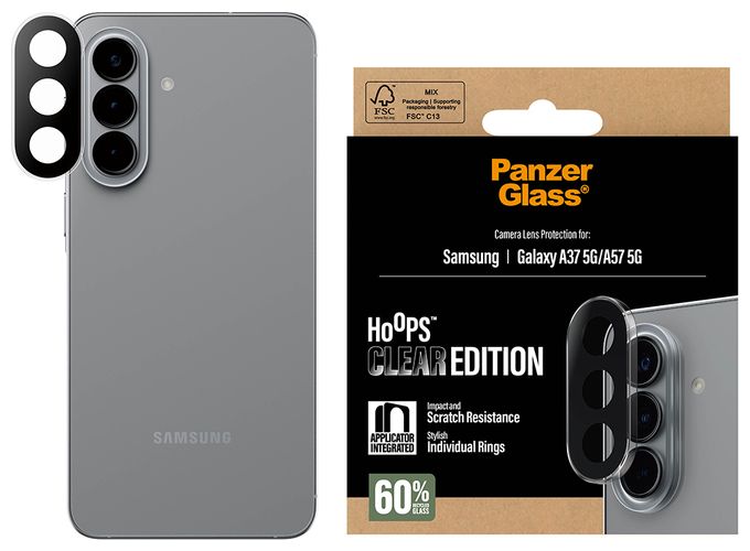 Klare Bildschirmschutzfolie Silikon für  Samsung Samsung - Galaxy A37 5G, Samsung - Galaxy A57 5G Kratzresistent, Schockresistent 16928 Hoops Kameraschutz 