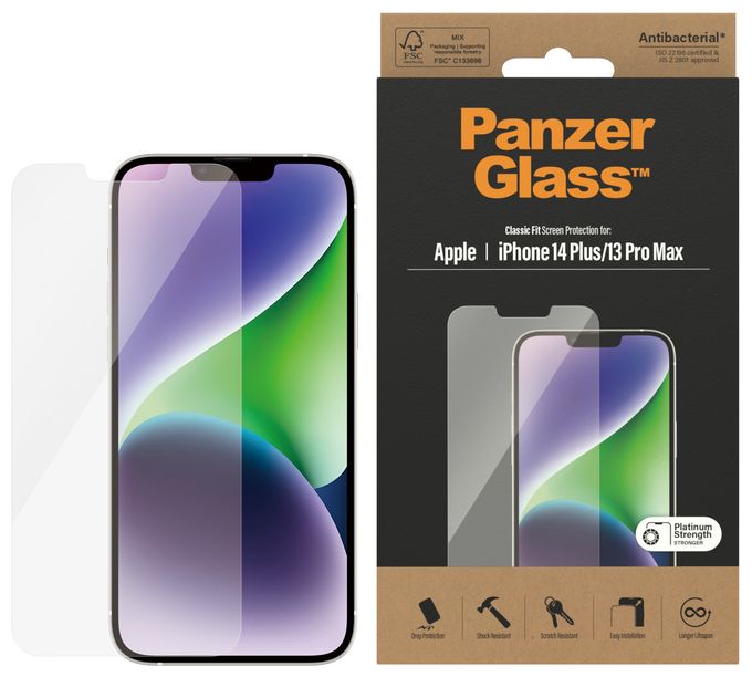 Klare Bildschirmschutzfolie Gehärtetes Glas, Polyethylenterephthalat, Silikon für  Apple Apple - iPhone 14 Plus, Apple - iPhone 13 Pro Max Kratzresistent, Schockresistent, Antibakteriell 2769 