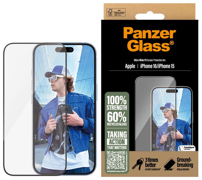 Klare Bildschirmschutzfolie Gehärtetes Glas, Polyethylenterephthalat, Silikon für  Apple Apple - iPhone 16, Apple - iPhone 15 Kratzresistent, Schockresistent 2861 Screen Protector 