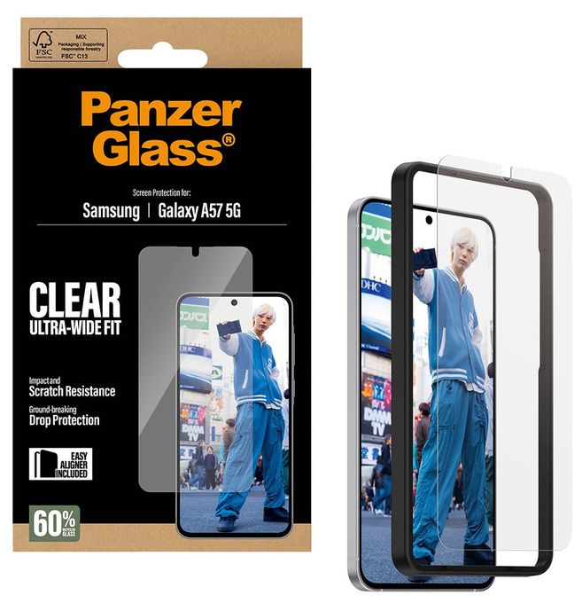 Klare Bildschirmschutzfolie für  Samsung Galaxy A57 5G Kratzresistent 32082 Ultra-Wide Fit 