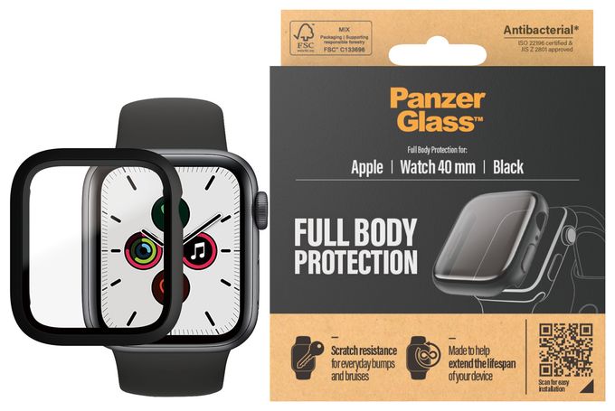 Klare Bildschirmschutzfolie gehärtetes Glas für  Apple Apple - Watch Series 4 40mm, Apple - Watch Series 5 40mm, Apple - Watch Series 6 40mm, Apple - Watch SE 40mm Kratzresistent, Schockresistent, Antibakteriell 3640 Full Body 