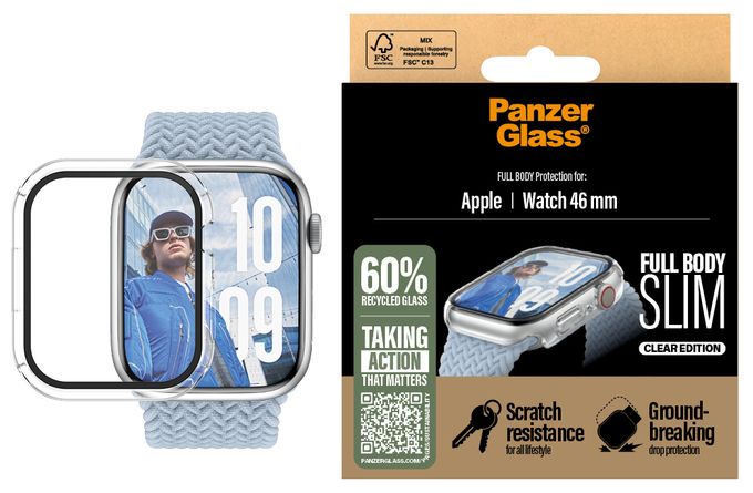 Klare Bildschirmschutzfolie gehärtetes Glas für  Apple Apple - Watch Series 10 46mm, Apple - Watch Series 11 46mm Kratzresistent, Schockresistent 3714 Snappie Full Body Slim 