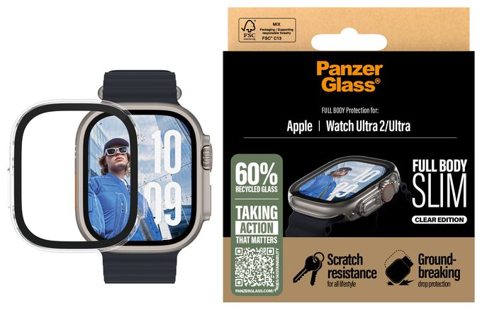 Klare Bildschirmschutzfolie gehärtetes Glas für  Apple Apple - Watch Ultra 49mm, Apple - Watch Ultra 2 49mm, Apple - Watch Ultra 3 49mm Kratzresistent, Schockresistent 3715 Snappie Full Body Slim 