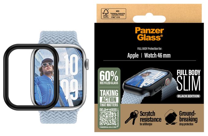 Klare Bildschirmschutzfolie gehärtetes Glas für  Apple Apple - Watch Series 10 46mm, Apple - Watch Series 11 46mm Kratzresistent, Schockresistent 3717 Snappie Full Body 