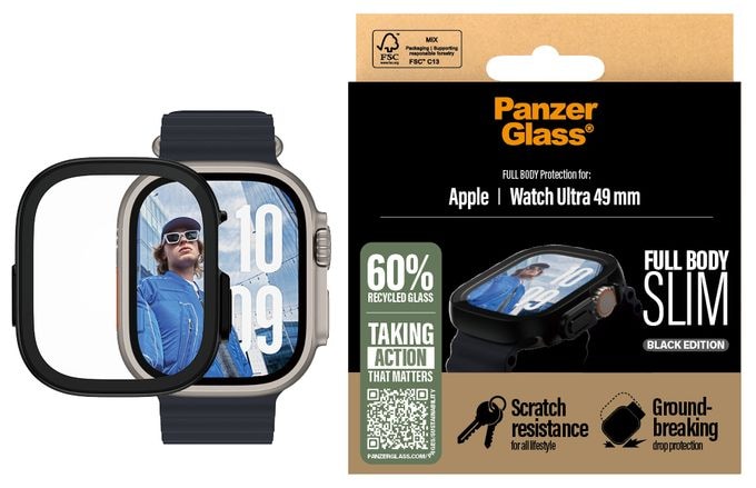 Klare Bildschirmschutzfolie gehärtetes Glas für  Apple Apple - Watch Ultra 49mm, Apple - Watch Ultra 2 49mm, Apple - Watch Ultra 3 49mm Kratzresistent, Schockresistent 3718 Snappie Full Body Slim 
