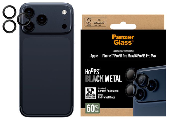 Klare Bildschirmschutzfolie Gehärtetes Glas, Silikon für  Apple Apple - iPhone 17 Pro, Apple - iPhone 17 Pro Max, Apple - iPhone 16 Pro, Apple - iPhone 16 Pro Max Kratzresistent, Schockresistent 43455 Hoops Kameraschutz 