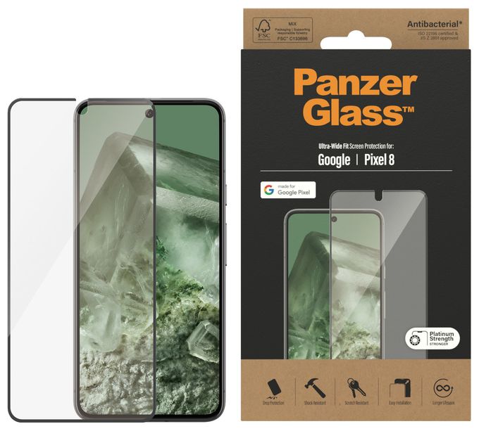Klare Bildschirmschutzfolie Gehärtetes Glas, Polyethylenterephthalat, Silikon für  Google Google - Pixel 8 Kratzresistent, Schockresistent, Antibakteriell 4779 