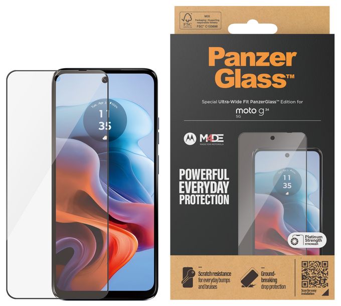 Klare Bildschirmschutzfolie Gehärtetes Glas, Polyethylenterephthalat, Silikon für  Motorola Motorola - Moto G34 5G Kratzresistent, Schockresistent 6584 