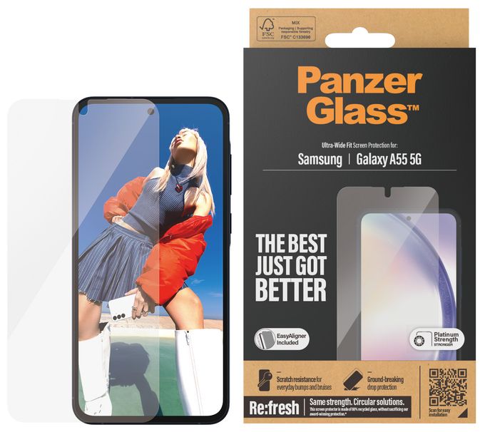 Klare Bildschirmschutzfolie Gehärtetes Glas, Polyethylenterephthalat, Silikon für  Samsung Samsung - Galaxy A55 5G Kratzresistent, Schockresistent 7358 