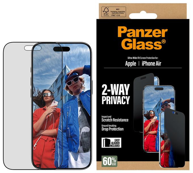 Klare Bildschirmschutzfolie Gehärtetes Glas, Polyethylenterephthalat, Silikon für  Apple Apple - iPhone Air Kratzresistent, Schockresistent 74944 2-Way Privacy 