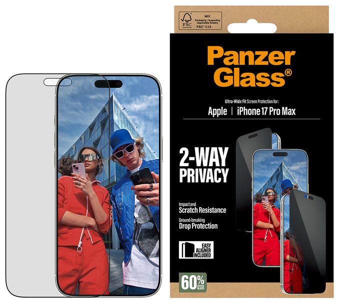 Klare Bildschirmschutzfolie Gehärtetes Glas, Polyethylenterephthalat, Silikon für  Apple Apple - iPhone 17 Pro Max Kratzresistent, Schockresistent 75492 2-Way Privacy 