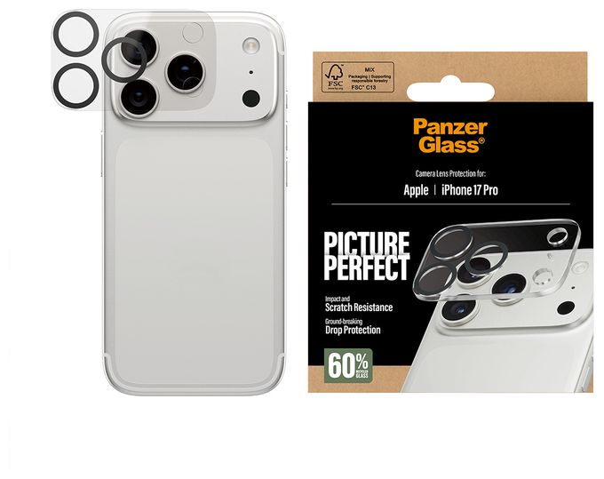 Klare Bildschirmschutzfolie Gehärtetes Glas, Silikon für  Apple Apple - iPhone 17 Pro Kratzresistent, Schockresistent 78947 PicturePerfect Kameraschutz 