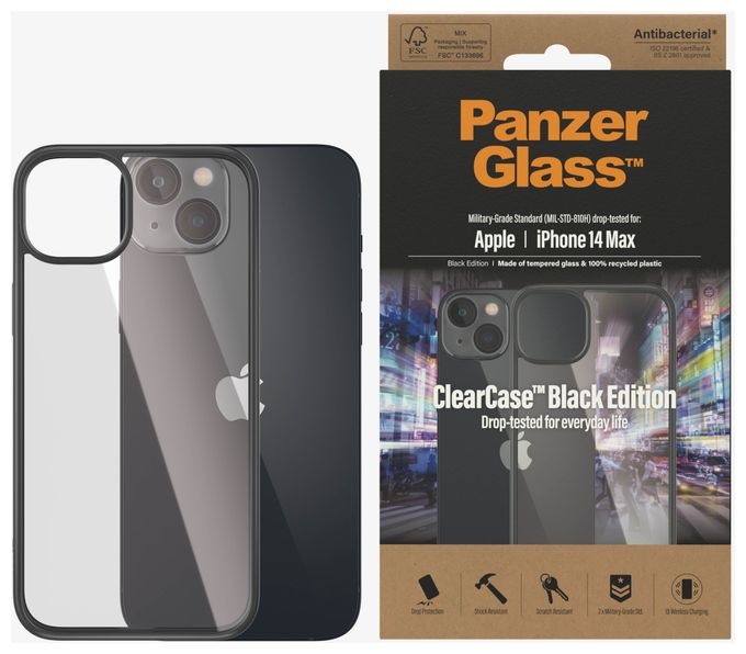 Cover für Apple iPhone 14 Plus (Schwarz, Transparent) ClearCase 