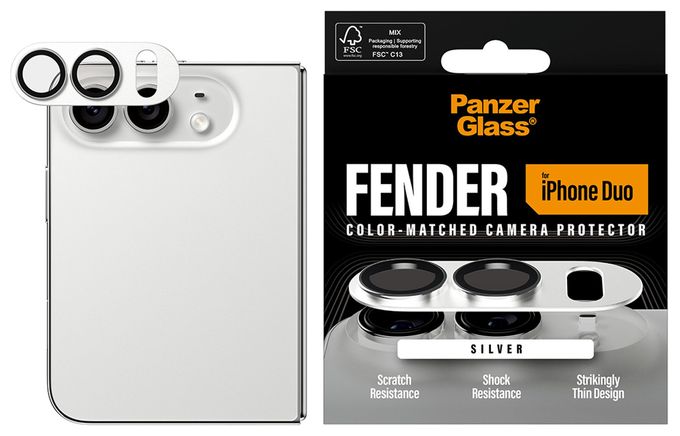 Fender Kameraschutz Silber iPhone Duo 