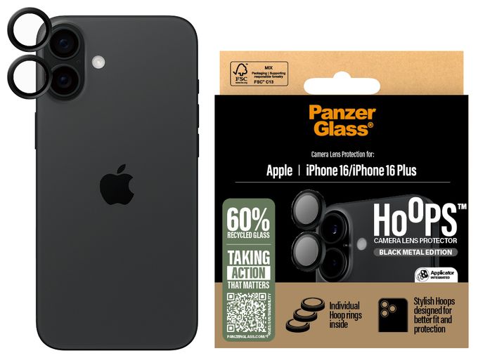Klare Bildschirmschutzfolie Gehärtetes Glas, Silikon für  Apple Apple - iPhone 16, Apple - iPhone 16 Plus Kratzresistent, Schockresistent Hoops Kameraschutz 