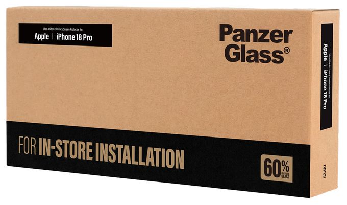 PanzerGlass® 2-Way Privacy Displayschutz iPhone 18 Pro | Ultra-Wide Fit für FASTFIT Installationsmaschine | 10 pcs 