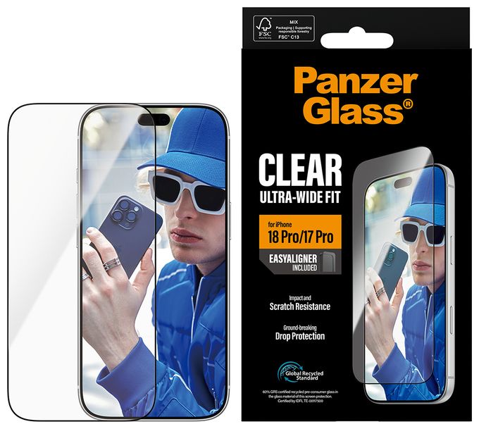 PanzerGlass® Displayschutz iPhone 18 Pro | 17 Pro | Ultra-Wide Fit m. EasyAligner 
