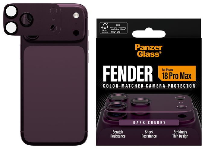 PanzerGlass® Fender Kameraschutz Dark Cherry iPhone 18 Pro Max 