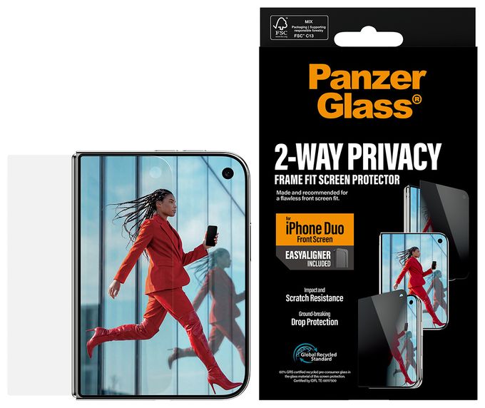 PanzerGlass® Privacy Außendisplay Displayschutz iPhone Duo | RahmenFit m. EasyAligner 