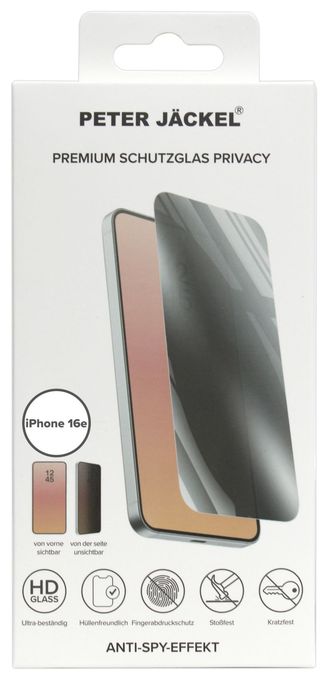 Datenschutz-Bildschirmschutz gehärtetes Glas für  Apple iPhone 16E Kratzresistent 23042 Privacy Impact Glass 