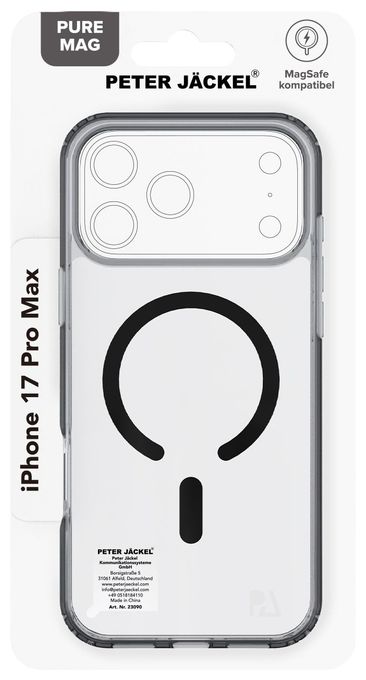 Cover für Apple iPhone 17 Pro Max (Schwarz, Transparent) 23090 Back Cover Pure Mag 