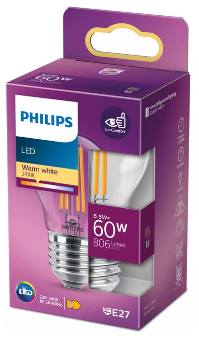 LED Lampe Lüsterkolben E27 EEK: E 806 lm Warmweiß (2700K) entspricht 60 W 8718699762315 