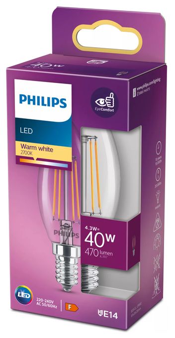 LED Lampe Kerze E14 EEK: F 470 lm Warmweiß (2700K) entspricht 40 W 8718699763077 