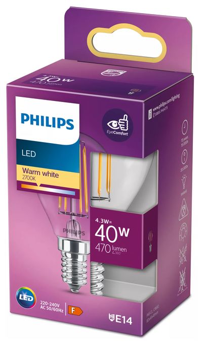 LED Lampe Lüsterkolben E14 EEK: F 470 lm Warmweiß (2700K) entspricht 40 W 8718699763152 