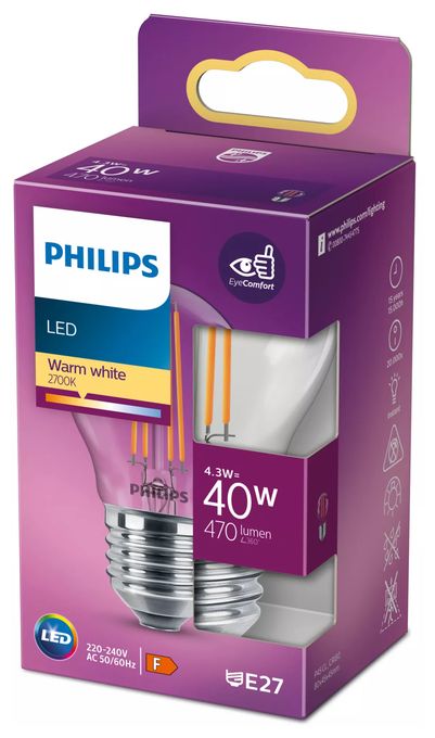 LED Lampe Lüsterkolben E27 EEK: F 470 lm Warmweiß (2700K) entspricht 40 W 8718699763176 