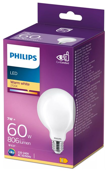 LED Lampe Globe E27 EEK: E 806 lm Warmweiß (2700K) entspricht 60 W 8718699764692 