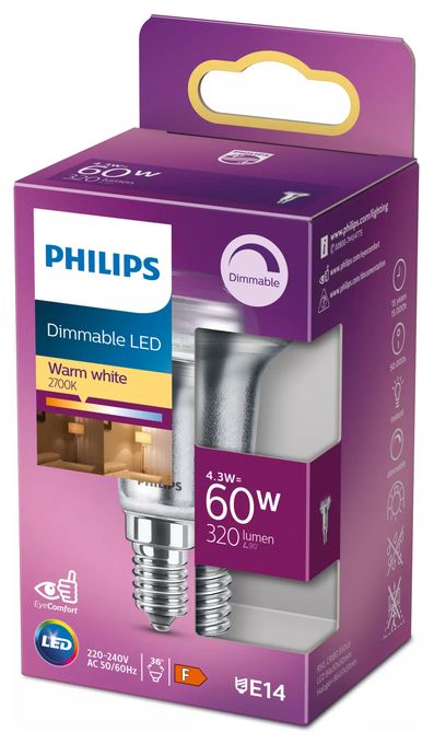 LED Lampe Reflektor E14 EEK: F 320 lm Warmweiß (2700K) entspricht 60 W Dimmbar 8718699774219 