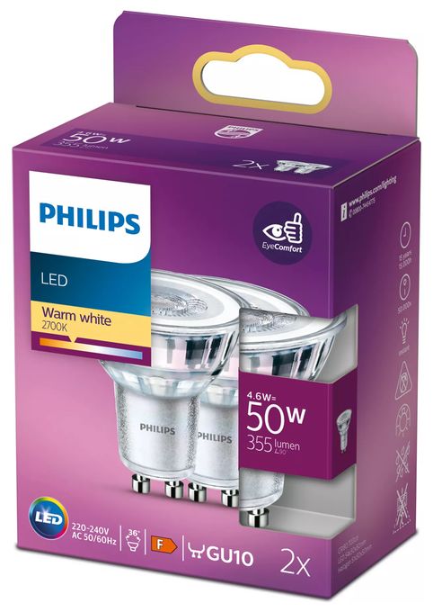 LED Lampe Reflektor GU10 EEK: F 355 lm Warmweiß (2700K) entspricht 50 W 8718699774271 