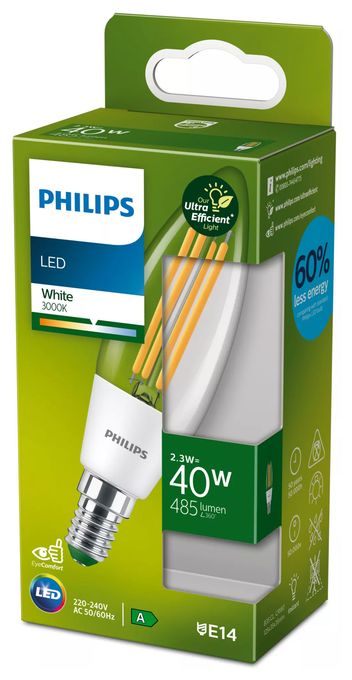 LED Lampe Kerze E14 EEK: A 485 lm Warmweiß (3000K) entspricht 40 W 8719514435759 