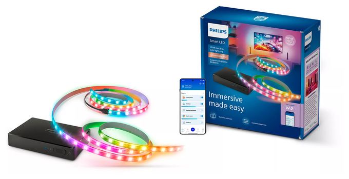 HDMI 2 Sync Box 8K mit Hintergrundbeleuchtung f. TV von 55"–65" 