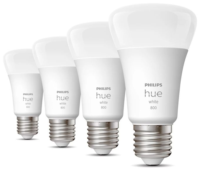 LED Intelligentes Leuchtmittel Weiches Weiß Hue White E27 A60 Viererpack 