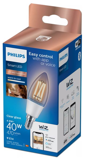 LED Intelligentes Leuchtmittel 113 mm Weiß Smart LED Kerzenform klar 4,9 W (entspr. 40 W) C35 E14 