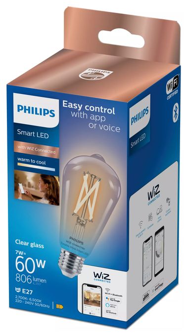 LED Intelligentes Leuchtmittel 143 mm Weiß Smart LED klar 7 W (entspr. 60 W) ST64 E27 