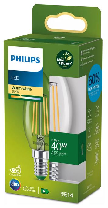 LED Lampe Kerze E14 EEK: A 485 lm entspricht 40 W 929003800701 