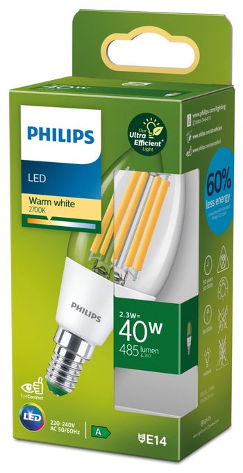 LED Lampe Kerze E14 EEK: A 485 lm Warmweiß (2700K) entspricht 40 W PL18813 